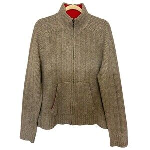 ABERCROMBIE & FITCH Wool Blend Brown Full Zip Cardigan Sweater Knit XL